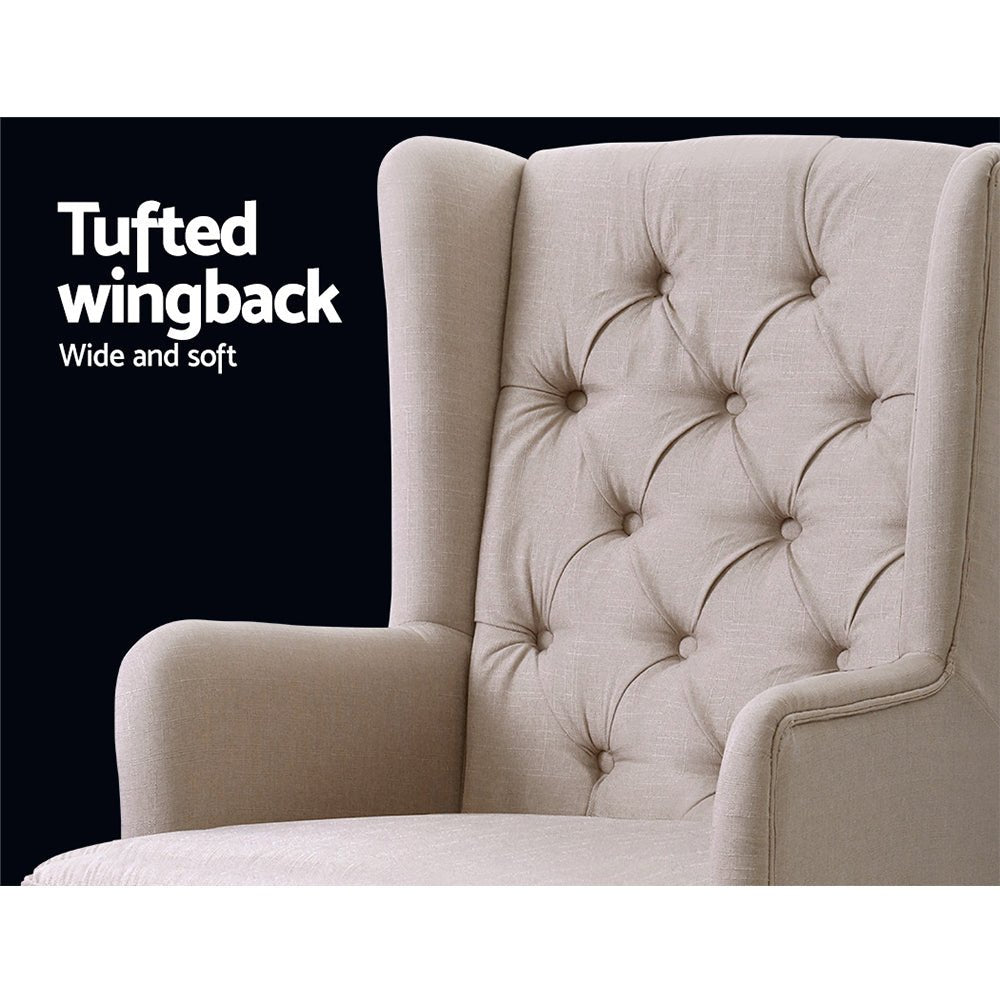 Beige Recliner Rocking Armchair