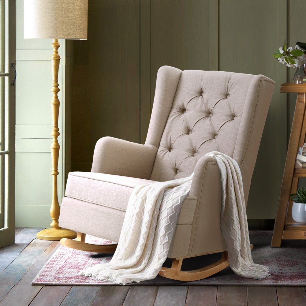 Beige Recliner Rocking Armchair