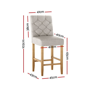 Artiss Kitchen Bar Stools Set of 2 | Stylish Linen Upholstered Barstools