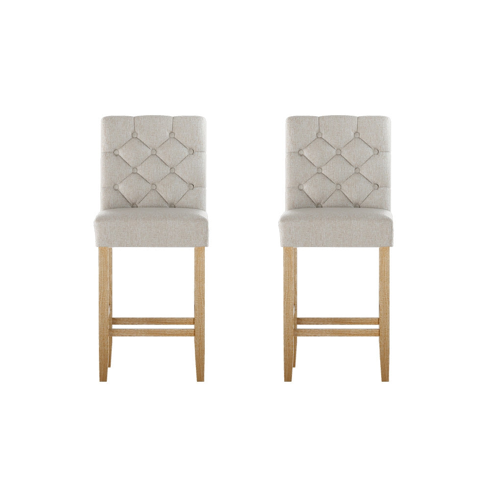 Artiss Kitchen Bar Stools Set of 2 | Stylish Linen Upholstered Barstools