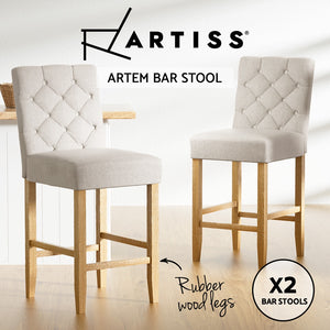 Artiss Kitchen Bar Stools Set of 2 | Stylish Linen Upholstered Barstools