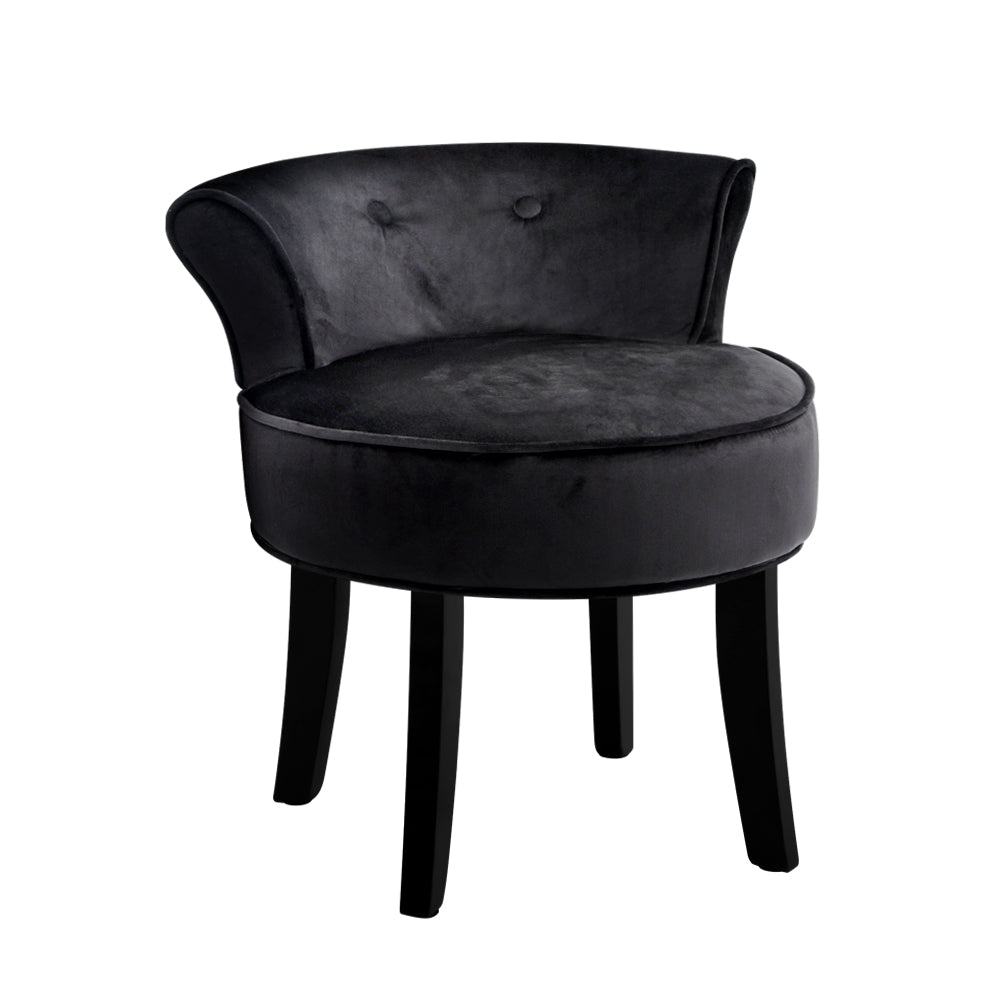 Black Velvet Makeup / Bedroom Vanity Stool