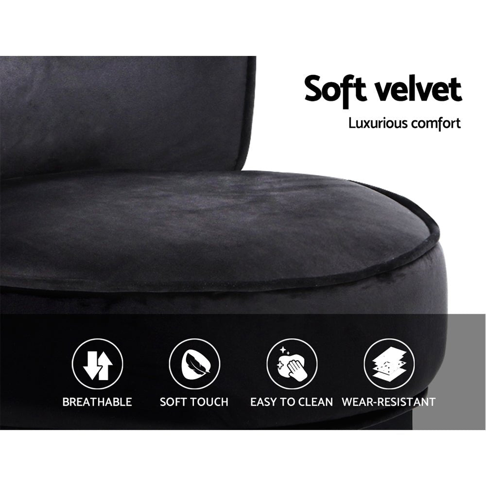 Black Velvet Makeup / Bedroom Vanity Stool