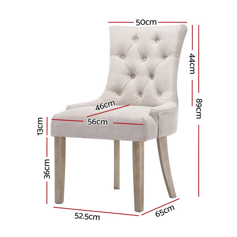 Beige French Provincial Wooden Fabric Chairs - 2 Pack