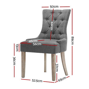 Artiss Set of 2 Dining Chair CAYES French Provincial Chairs Wooden Fabric Retro Cafe