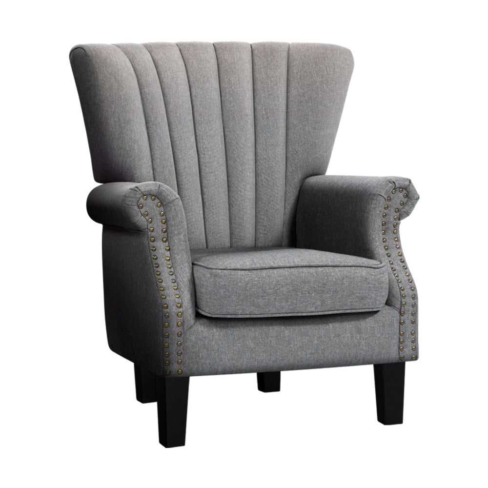 Grey Upholstered Fabric Armchair / Sofa Seat