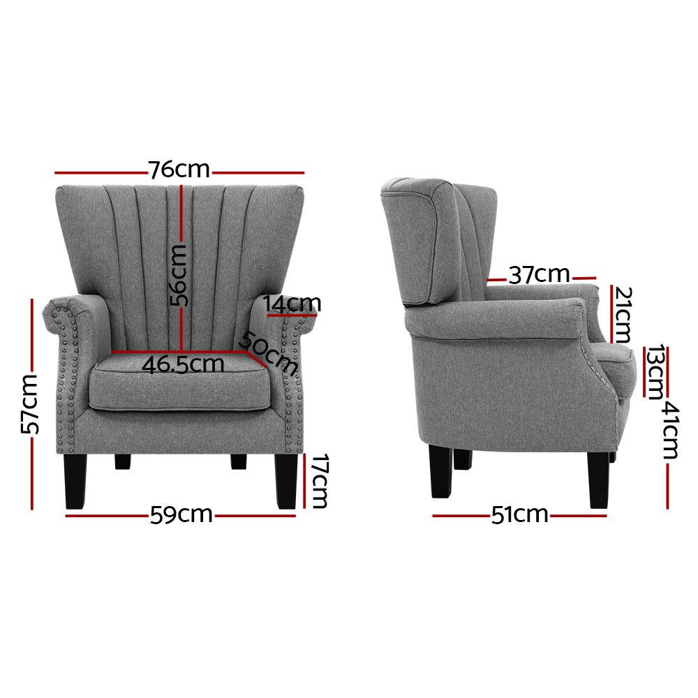 Grey Upholstered Fabric Armchair / Sofa Seat
