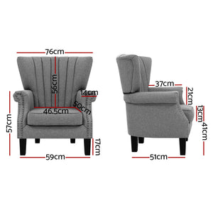 Grey Upholstered Fabric Armchair / Sofa Seat