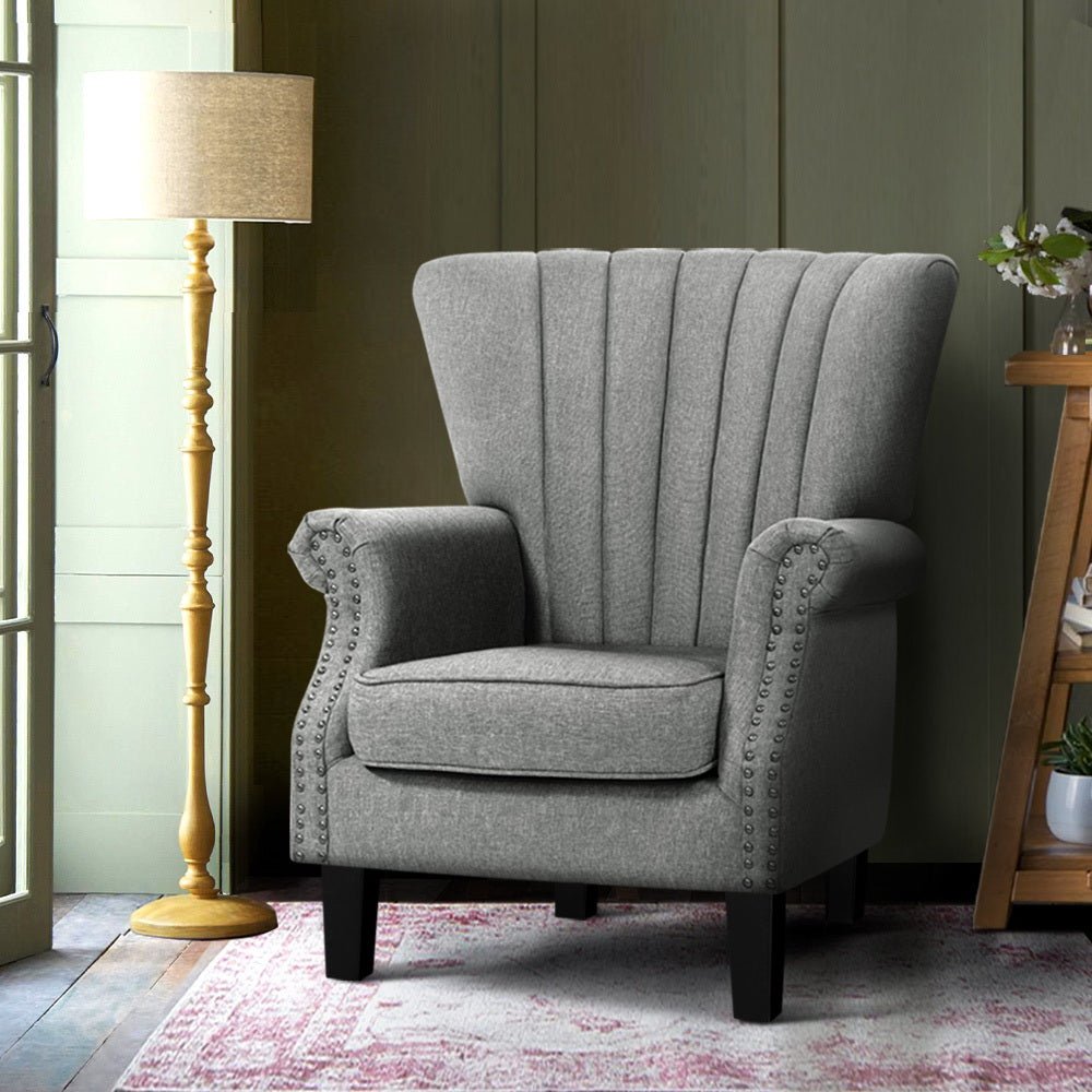 Grey Upholstered Fabric Armchair / Sofa Seat