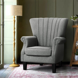 Grey Upholstered Fabric Armchair / Sofa Seat