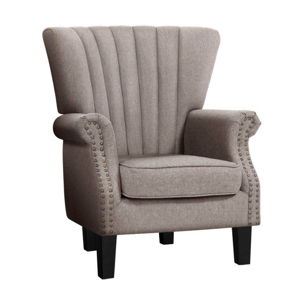 Single Beige Fabric Armchair