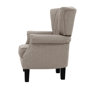 Single Beige Fabric Armchair