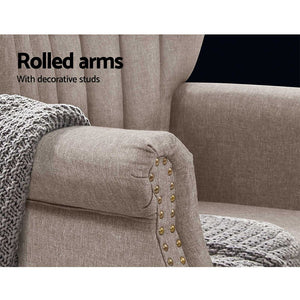 Single Beige Fabric Armchair