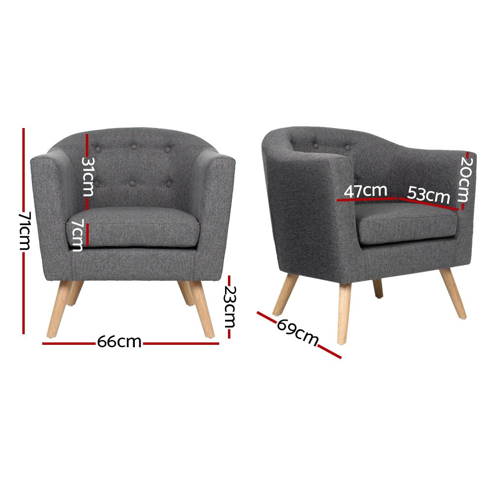 Grey Tub Fabric Arm Chair