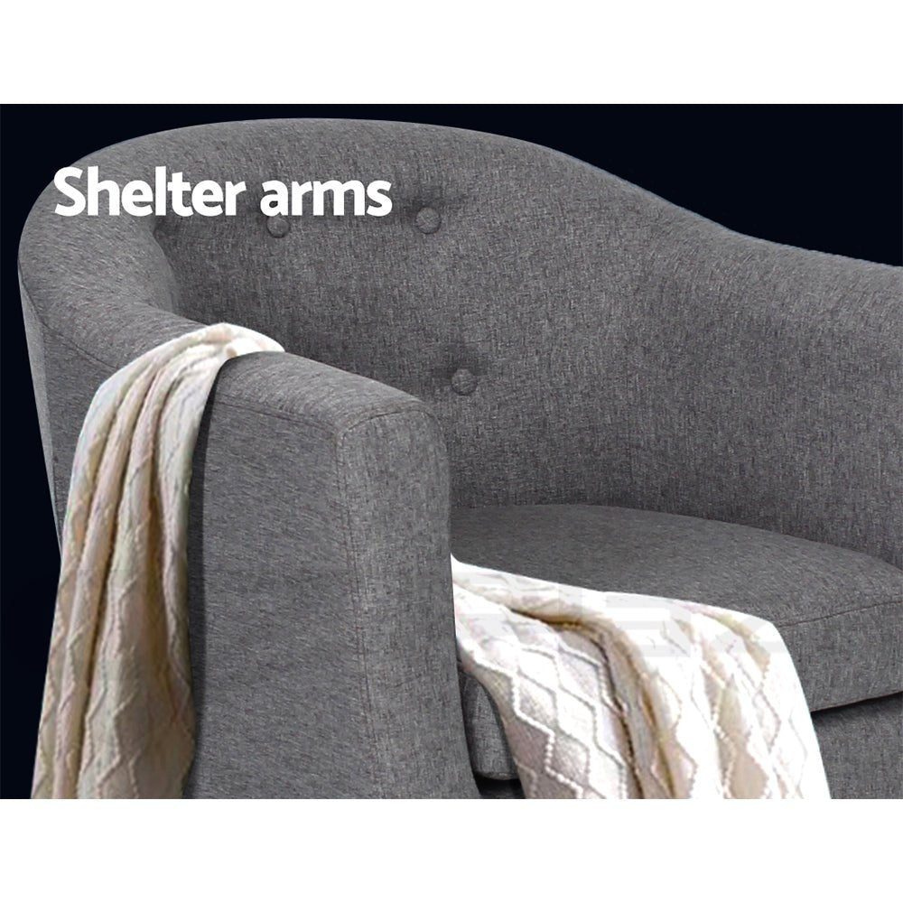 Grey Tub Fabric Arm Chair