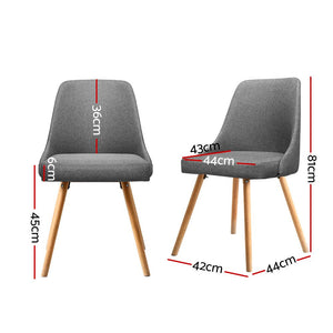 Grey Fabric Dining Chairs With Beech Timber Legs - Twin Pack