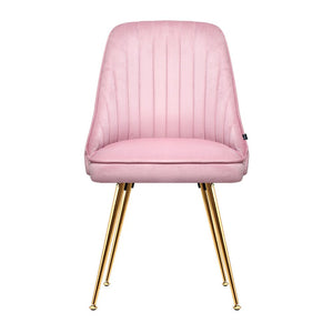 Pink Retro Velvet Dining Chairs - Twin Pack