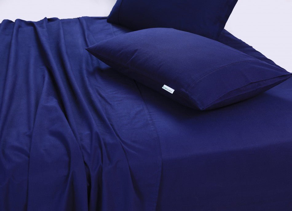 100% Egyptian Cotton Bed Sheets Set | 500TC | Navy Blue | Mega Queen 50cm Deep