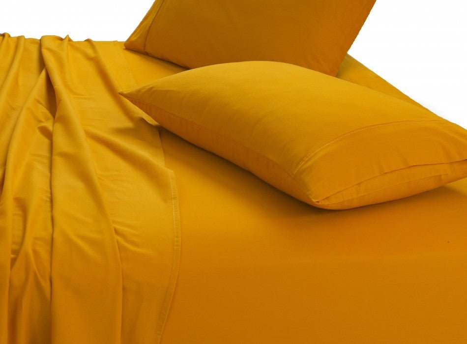 100% Egyptian Cotton 500TC Mustard Single Bed Sheets Set -
