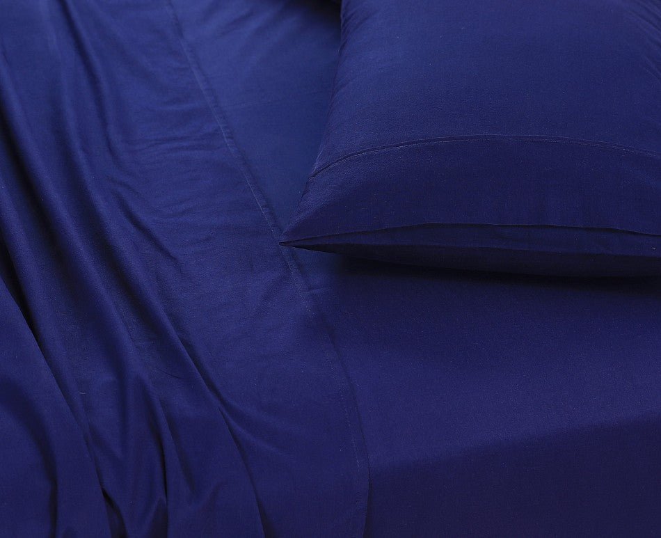 100% Egyptian Cotton Bed Sheets Set | 500TC | Navy Blue | Single