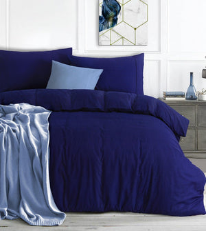 Super King Quilt Cover Set | 100% Egyptian Cotton | 500TC | Navy Blue