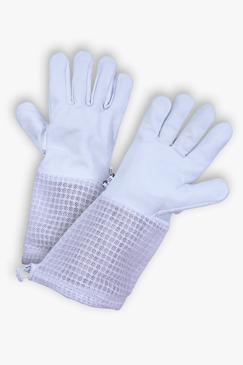 Beekeeping Bee Gloves (Goat Skin) with 3 Mesh Ventilation (M)