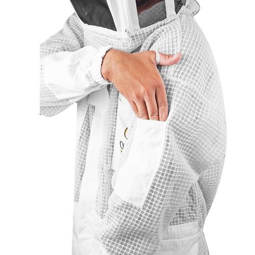 OZBee Premium Full Suit 3 Layer Mesh Ultra Cool Ventilated Round Head Beekeeping Protective Gear Size S