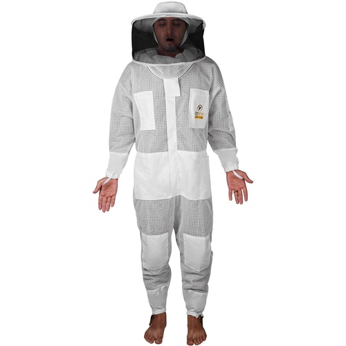 OZBee Premium Full Suit 3 Layer Mesh Ultra Cool Ventilated Round Head Beekeeping Protective Gear Size M