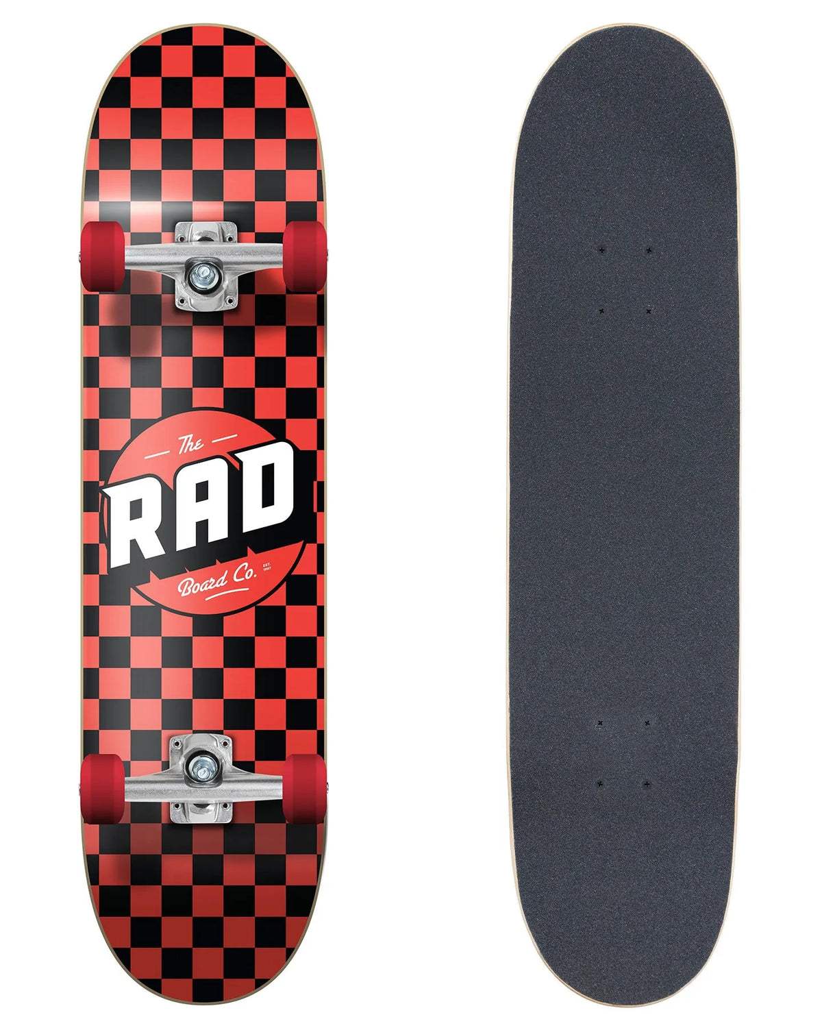Rad Complete Dude Crew 7" x 30" Skateboard - Checkers Black / Red