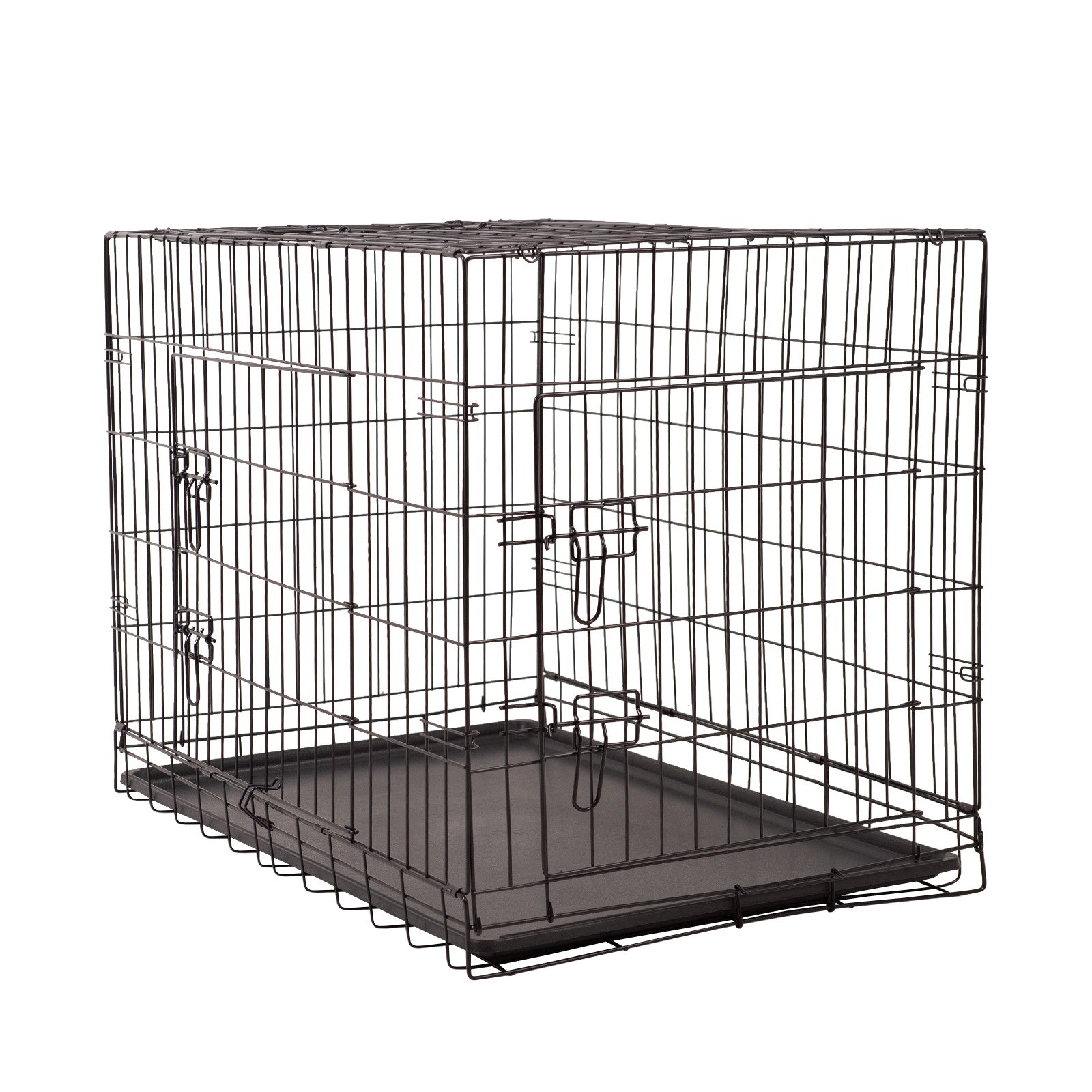 4Paws Foldable Pet Crate | 24" Metal Cage | Portable and Black