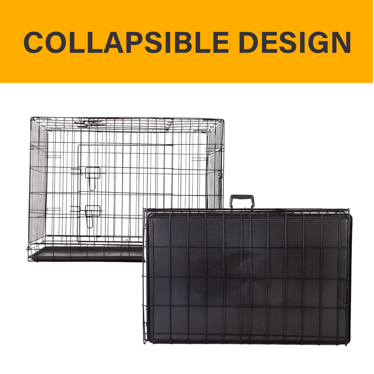 4Paws Foldable Pet Crate | 30" Metal Cage | Portable and Black