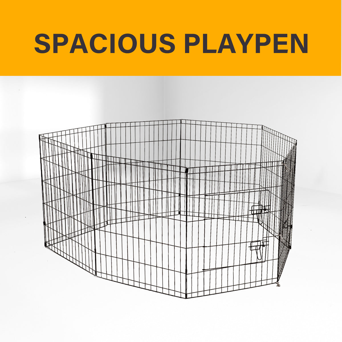 4Paws 8 Panel Playpen | Puppy Exercise Fence Cage | Black | Available in Various Sizes