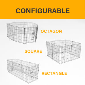4Paws 8 Panel Playpen | Puppy Exercise Fence Cage | Black | All Sizes Available
