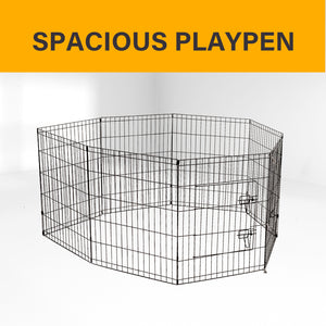 4Paws 8 Panel Playpen | Puppy Exercise Fence Cage | Black | All Sizes Available