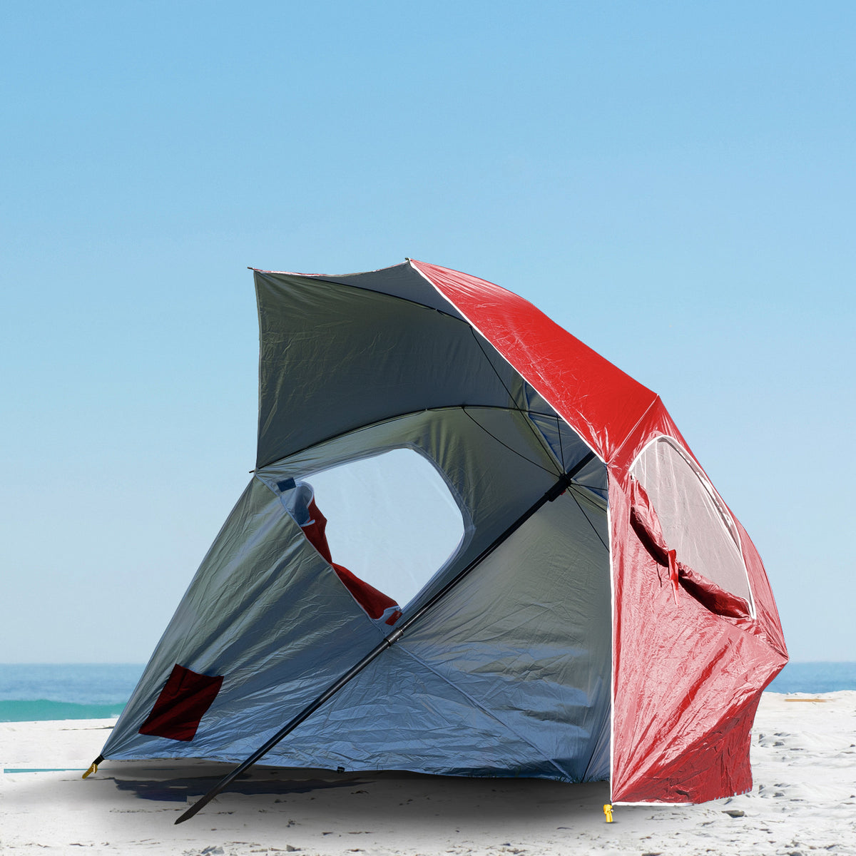 Havana Outdoors Beach Umbrella - 2.4M Portable Shade Shelter | Red