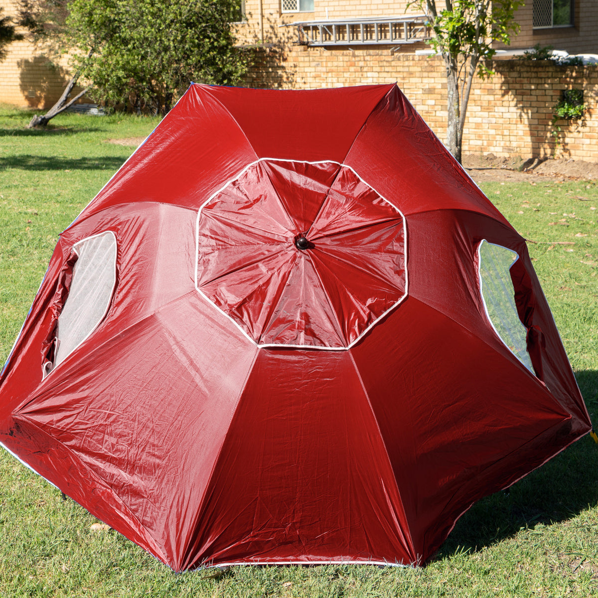 Havana Outdoors Beach Umbrella - 2.4M Portable Shade Shelter | Red