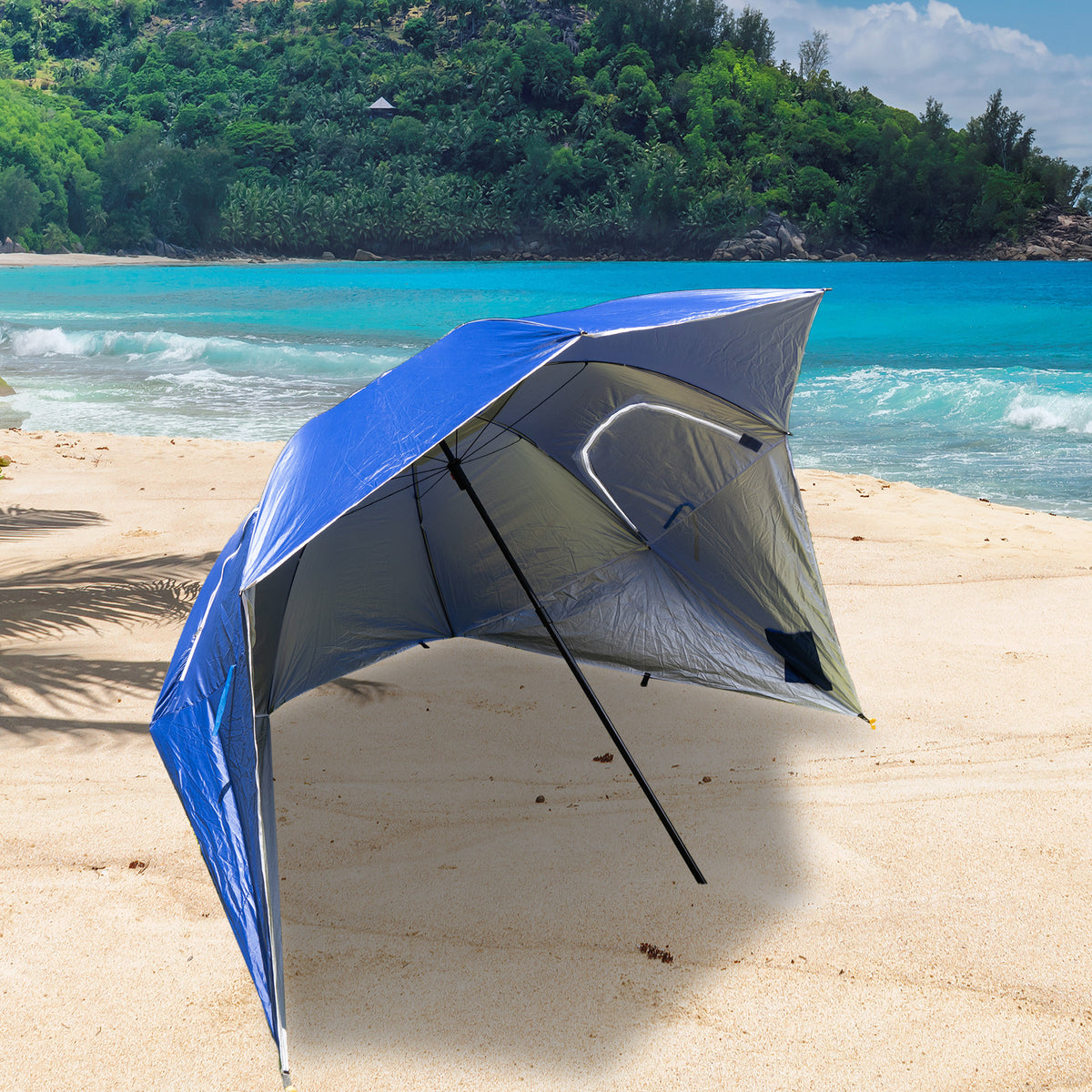 Outdoor Garden Beach Portable Shade Shelter - Blue | Havana Outdoors Beach Umbrella 2.4M