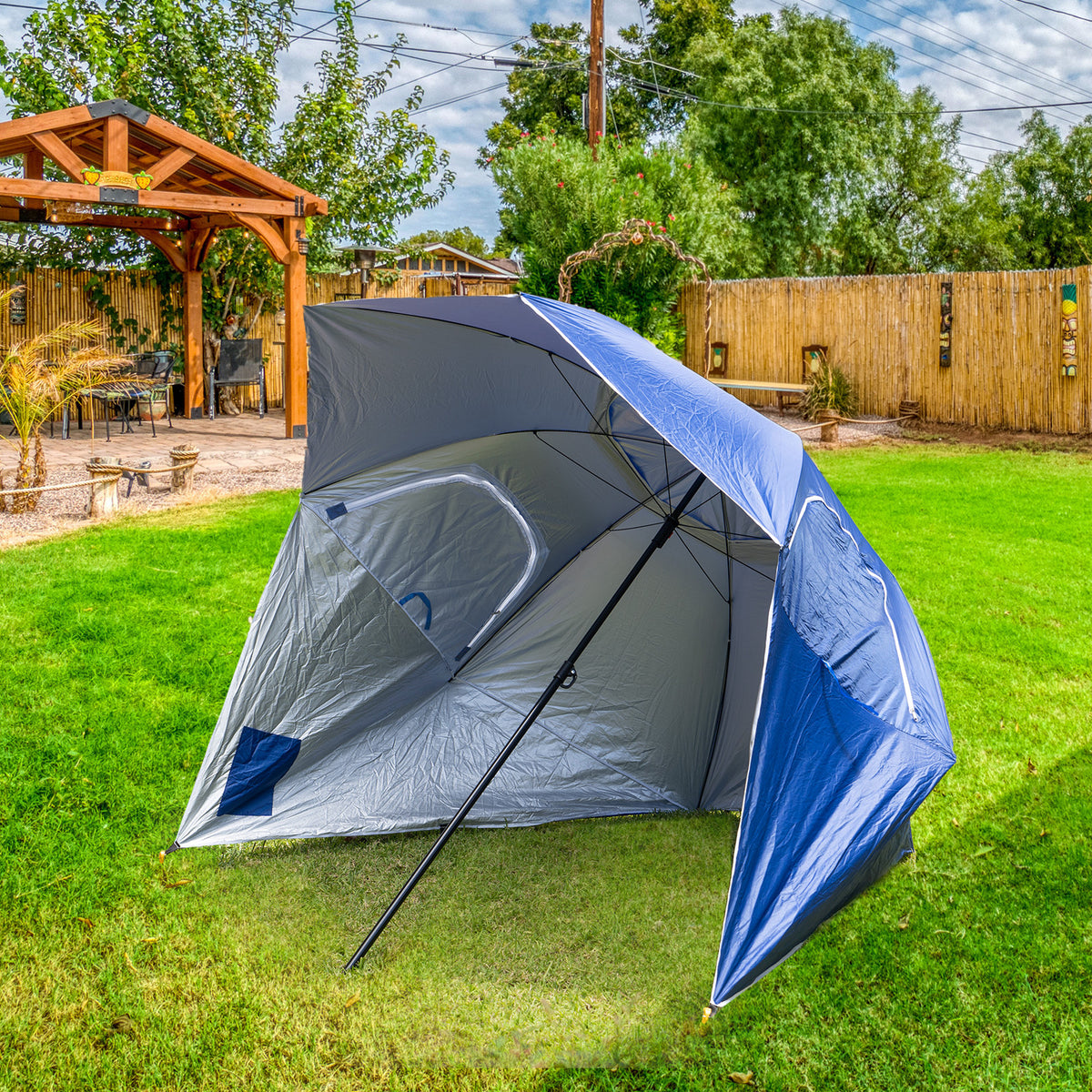 Outdoor Garden Beach Portable Shade Shelter - Blue | Havana Outdoors Beach Umbrella 2.4M