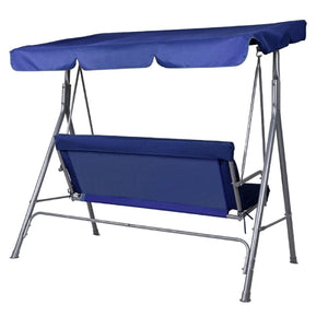 Outdoor Swing Bench Seat With Dark Blue Cover / Awning