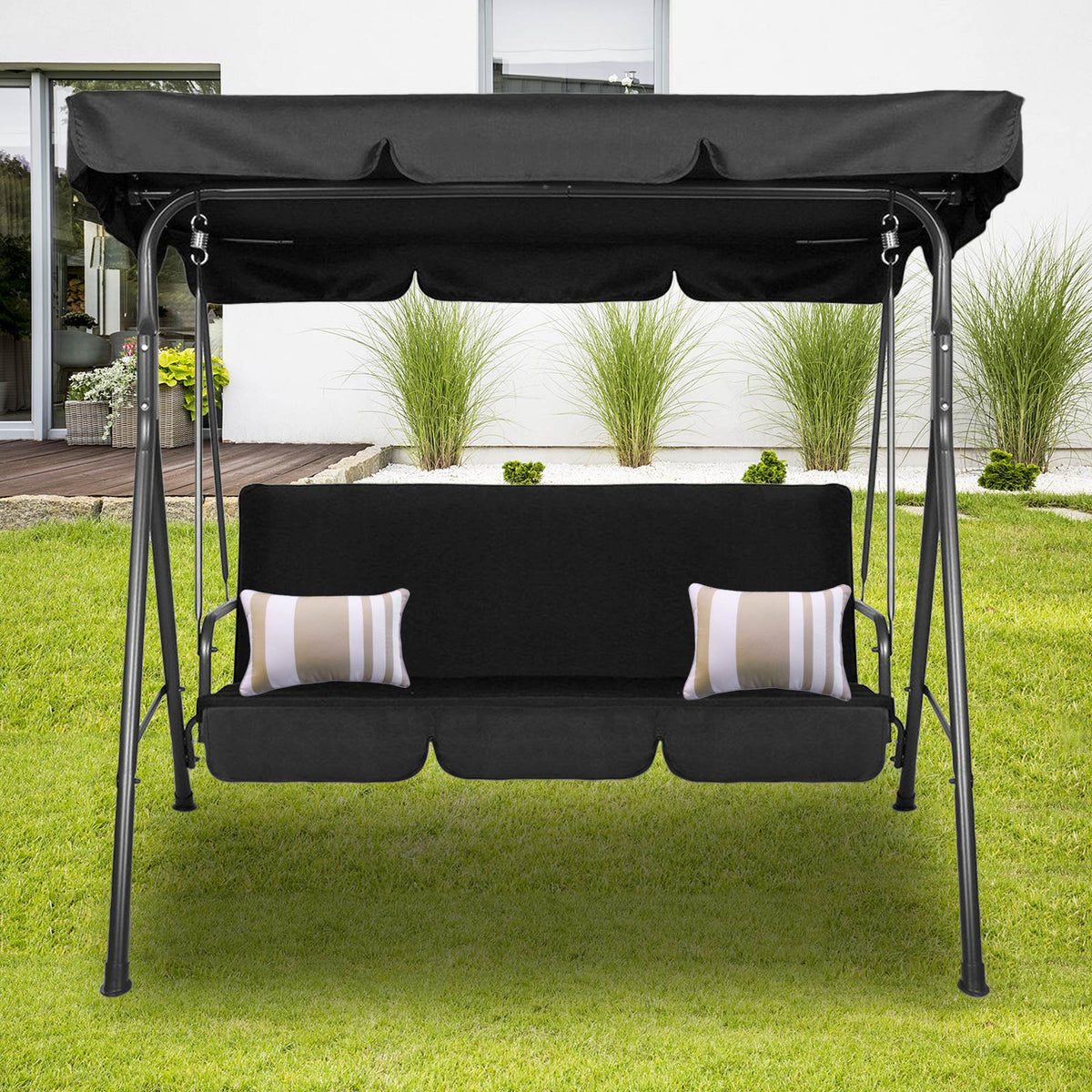 Outdoor Black Swing Bench Seat