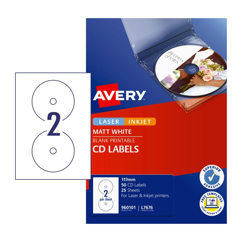 AVERY LIP Label CD/DVD Bx50 | L7676