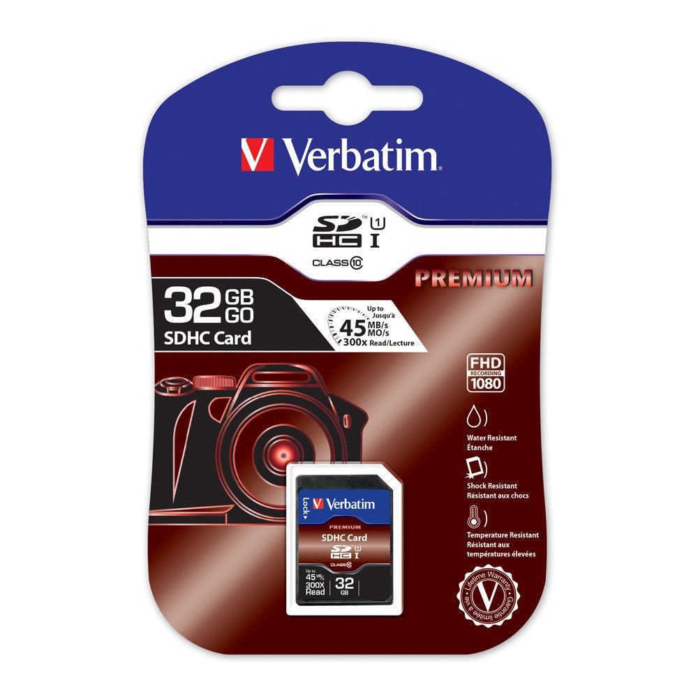 VERBATIM 32GB SDHC Class 10 | Up to 45MB/Sec 300X Read Speed