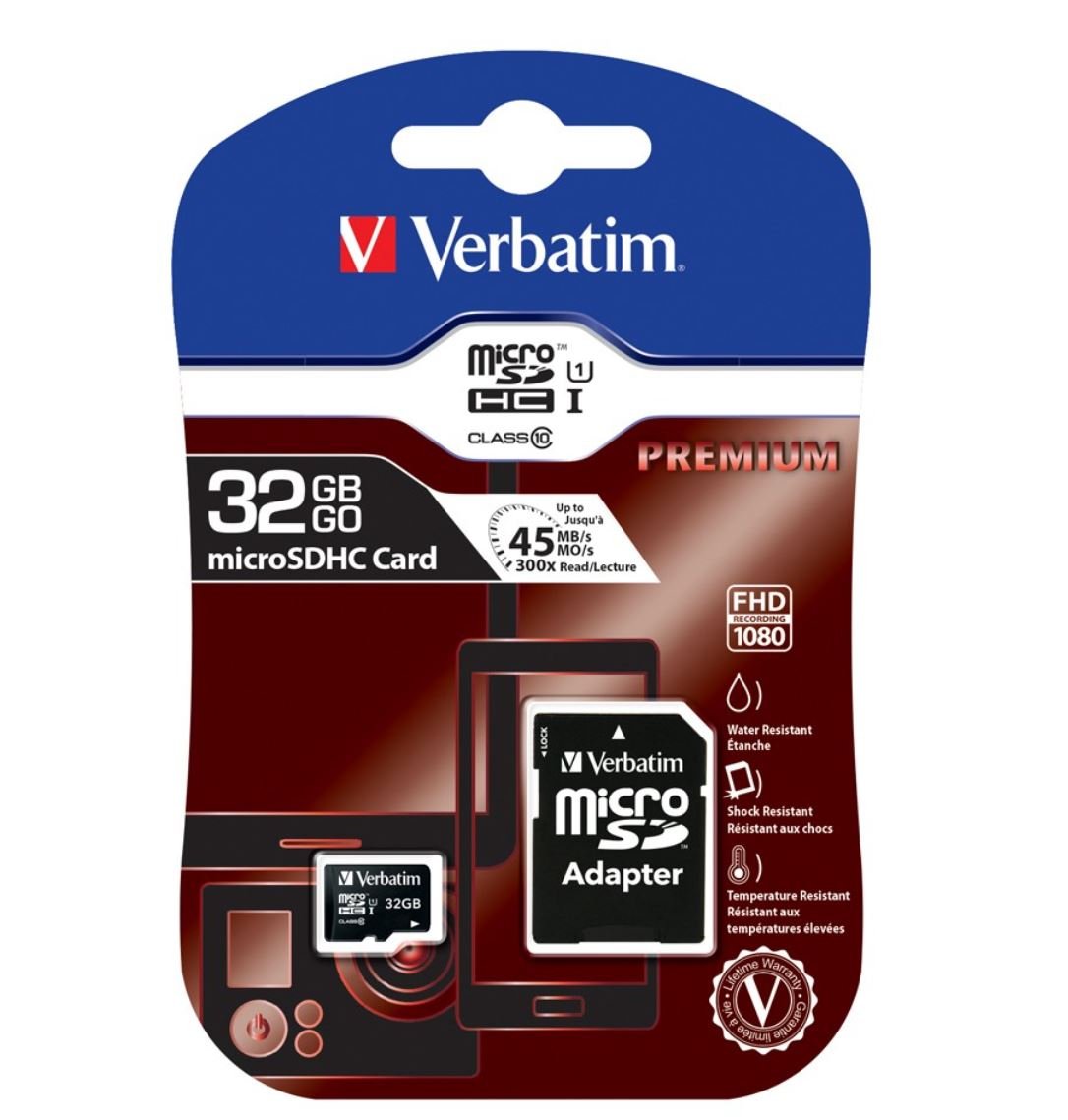 Verbatim 32GB MicroSD Class10 UHS-I Memory Card | 45MB/s Read | 10MB/s Write