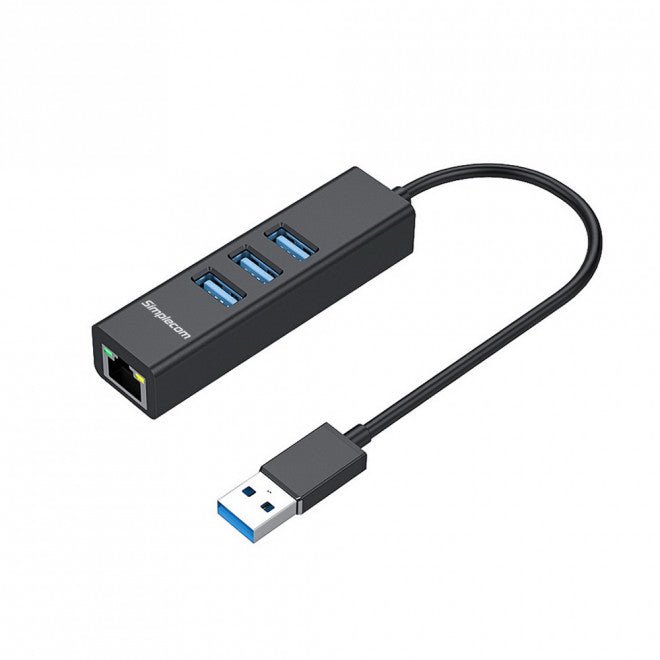 3 Port SuperSpeed USB HUB with Gigabit Ethernet Adapter | Black Aluminium