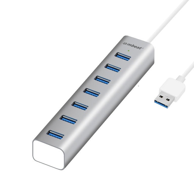 Mbeat 7-Port USB Hub | 3.0 | 2.0/1.1 | Aluminium Slim Design | Fast Data Speeds (5Gbps) | Power Delivery for PC and MAC