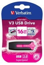 VERBATIM 16GB V3 USB3.0 Pink | Retractable Store'n'Go V3
