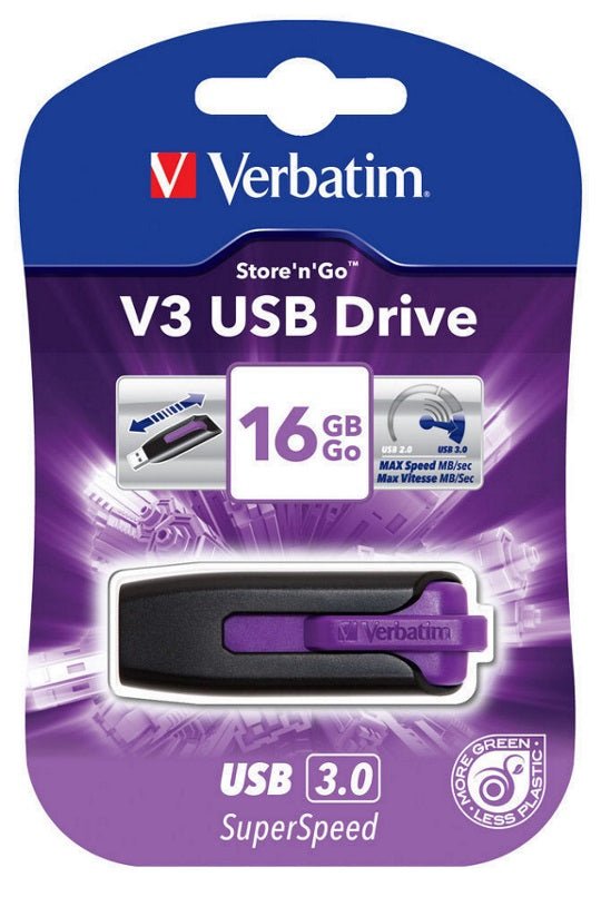 VERBATIM 16GB V3 USB3.0 Violet | Retractable Store'n'Go V3