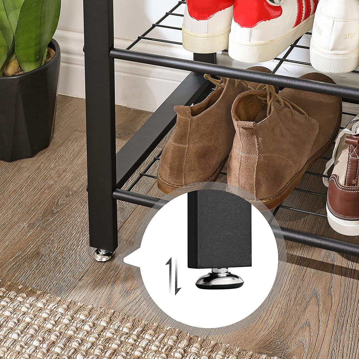 Black Steel Freestanding Coat Rack Stand - 1.83m