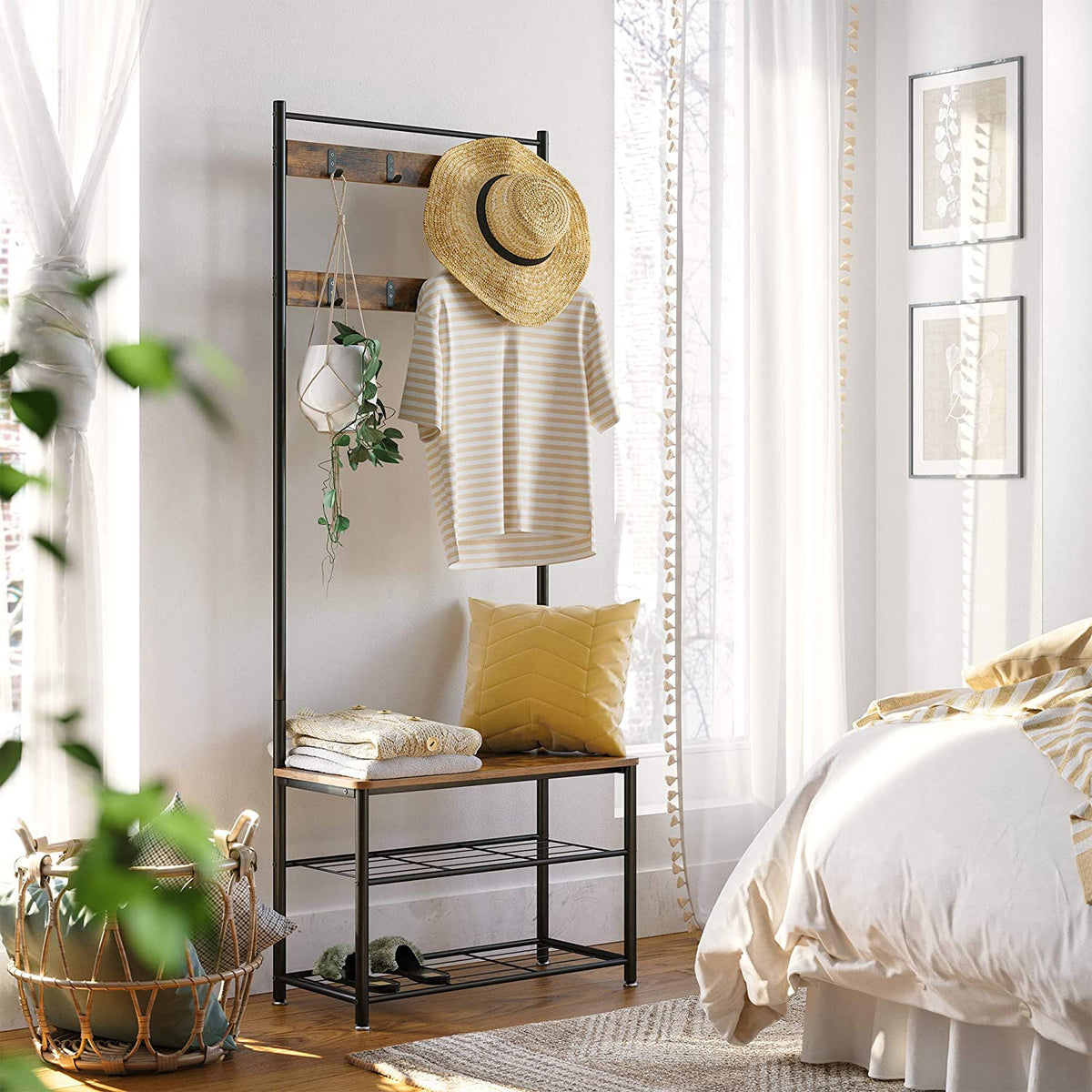 Rustic Brown Coat Rack Stand - 175 cm