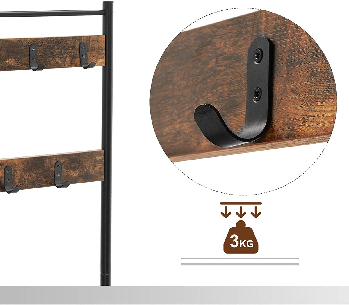 Rustic Brown Coat Rack Stand - 175 cm